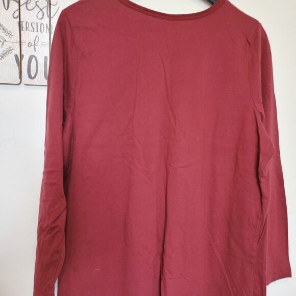 Woman Within Women's Plus Size 18/20 Maroon Long Sleeve Shirt - Picture 5 of 7